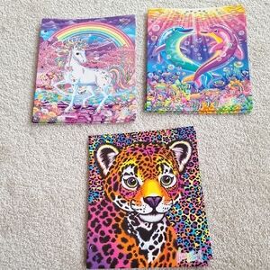 Lisa Frank Rainbow Unicorn, Dolphin, and Leopard Folder Trio